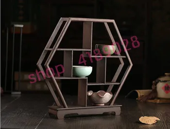 

Solid wood chicken wing wood, hexagons curio shelves, ornament pendulum rack.