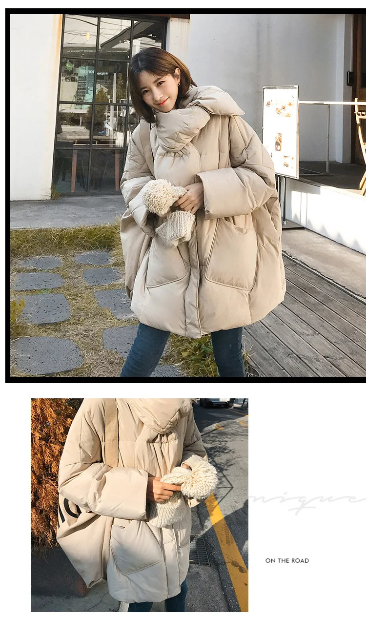 Южная Корея, Dongdaemun, женское платье, пуховое пальто, пуховое пальто, белое, утиный пух, средней длины, модный пуховик для женщин и мужчин