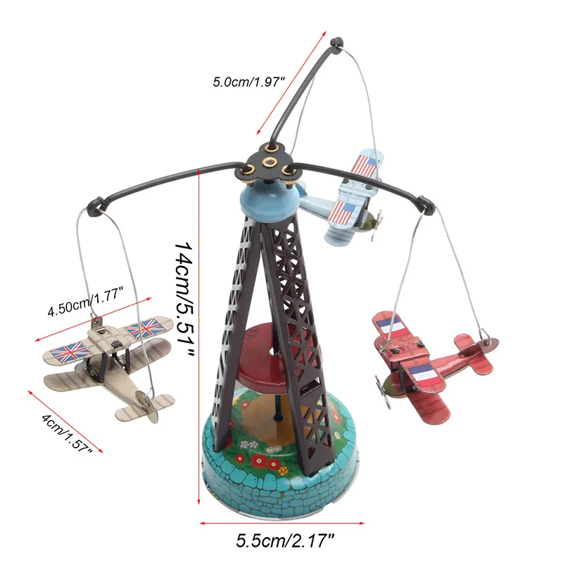 Винтажный вращающийся самолет карусель заводная игрушка коллекционный подарок 72XC