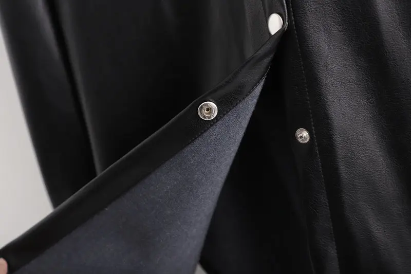 Зимняя черная кожаная рубашка High Street женские топы блузки с длинным рукавом рубашки на пуговицах одежда высокого качества