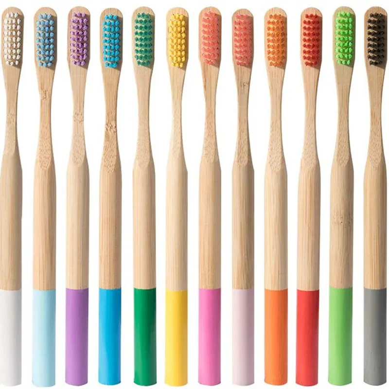 10 шт Разноцветные бамбуковые зубные щетки набор экологически чистые биоразлагаемые мягкие зубные щетки взрослые органический деревянный Красочные зубные щетки