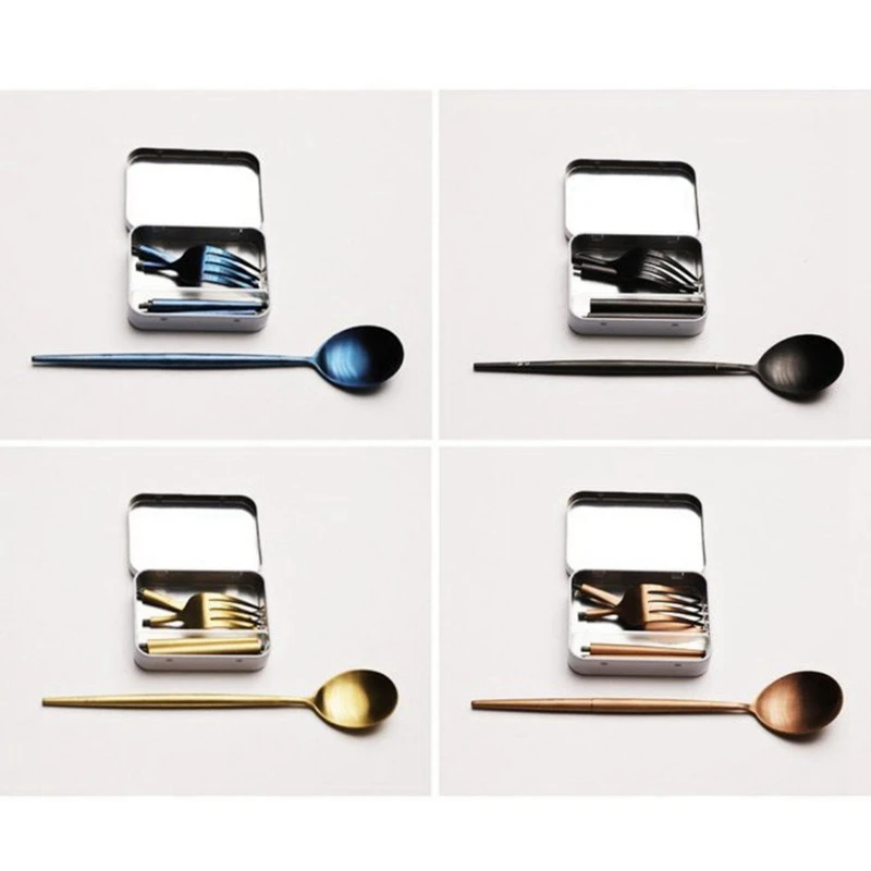 

Cutlery Fork Spoon Set Portable Detachable 304 Stainless Steel Travel Utensils Flatware Tableware With Carrying Case