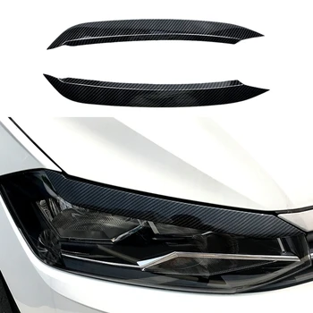 

Carbon Fiber Headlight Eyebrows Eye Cover Sticker Trim for POLO 2019+