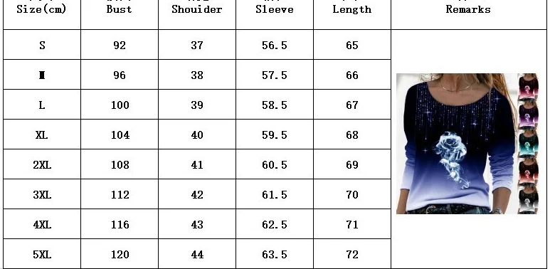 2021 Autumn and Winter New Long-sleeved T-shirt Women Loose Round Neck Casual Pullover Tops Rose Print Plus Size Ladies T-shirt white t shirt for men