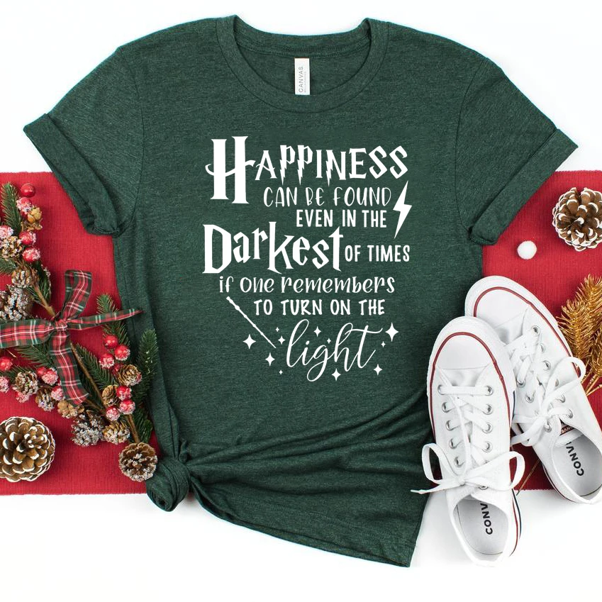 Happiness Can Be Found In The  Darkest of Times T-shirt HP Inspired Shirt Dumbledore Quote Wizard Tee Magic School Tops 5
