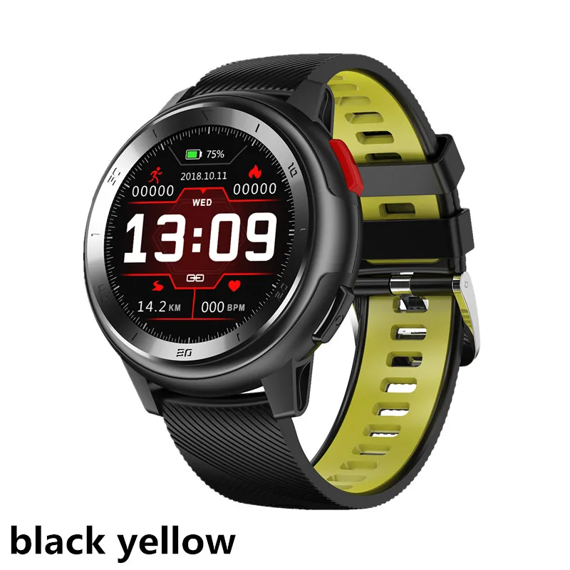 black yellow AMYNIKEER Смарт часы DT68 полный сенсорный экран IP68 водонепроницаемый низкая мощность HD экран PPG+ ЭКГ активности фитнес трекер smartwatch - Цвет: black yellow