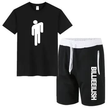 

Billie Eilish Tracksuit Male Shorts+T shirt Mens Sports Suit Anime print 2 Pieces Sets gym Sportwear Set Casual Men's Clothing