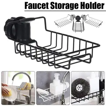 

Stainless Steel Hanging Storage Rack Holder Faucet Clip Bathroom Kitchen Dishcloth Clip Shelf Drain Dry Towel Organizer