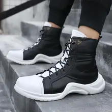 Мужские ботинки из натуральной кожи; Модные Ботинки martin в байкерском стиле; Танцевальная обувь в стиле хип-хоп; Мужские Зимние ботильоны; высокие кроссовки; размеры 38-56