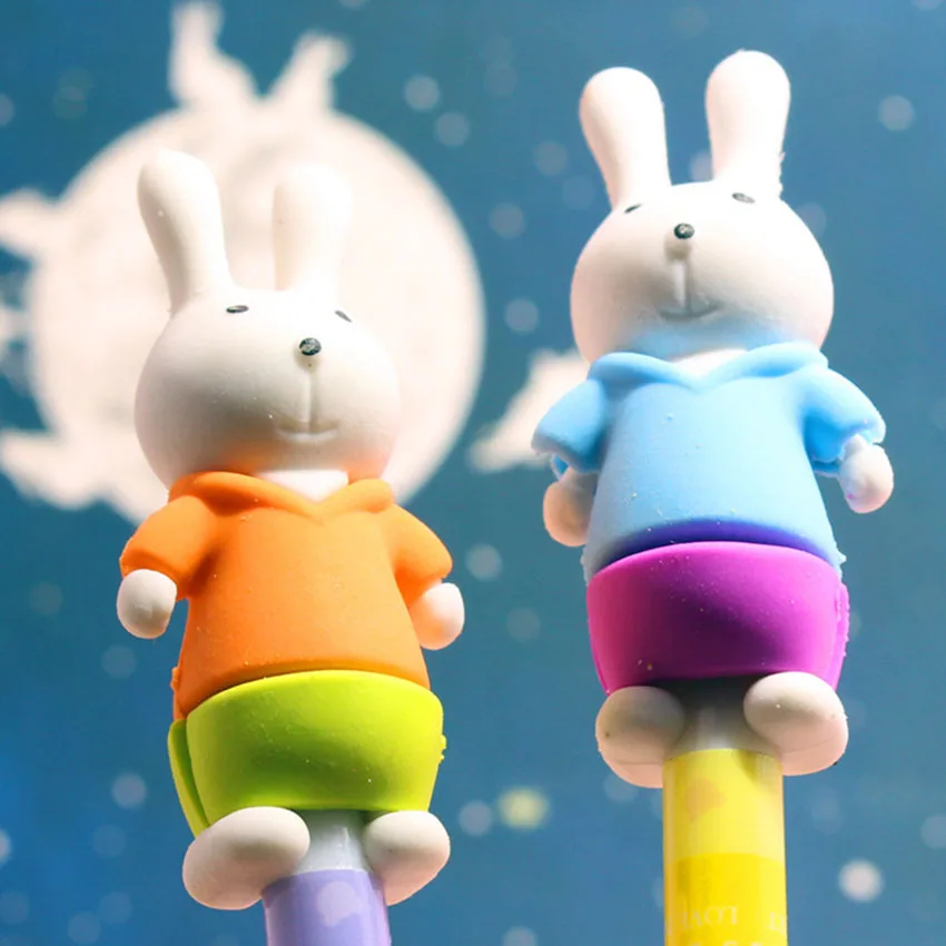 1PC 3D Kawaii Rabbit Pencil Eraser Student Stationery Detachable Non-toxic Rubbing Erasers Primary School Supplies Kids Rewards