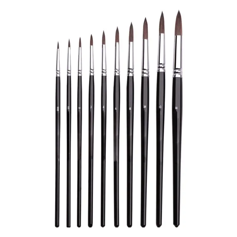 

Squirrel Hair Black Rod Candle Light Type Watercolor Brush Brush Round Head Gouache Oil Painting Acrylic Pen Water Storage Capac