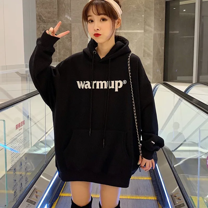 women hoodie sweatshirts winter Korean fashion 2019 oversize Hoodie ladies pullovers warm pocket hooded jacket