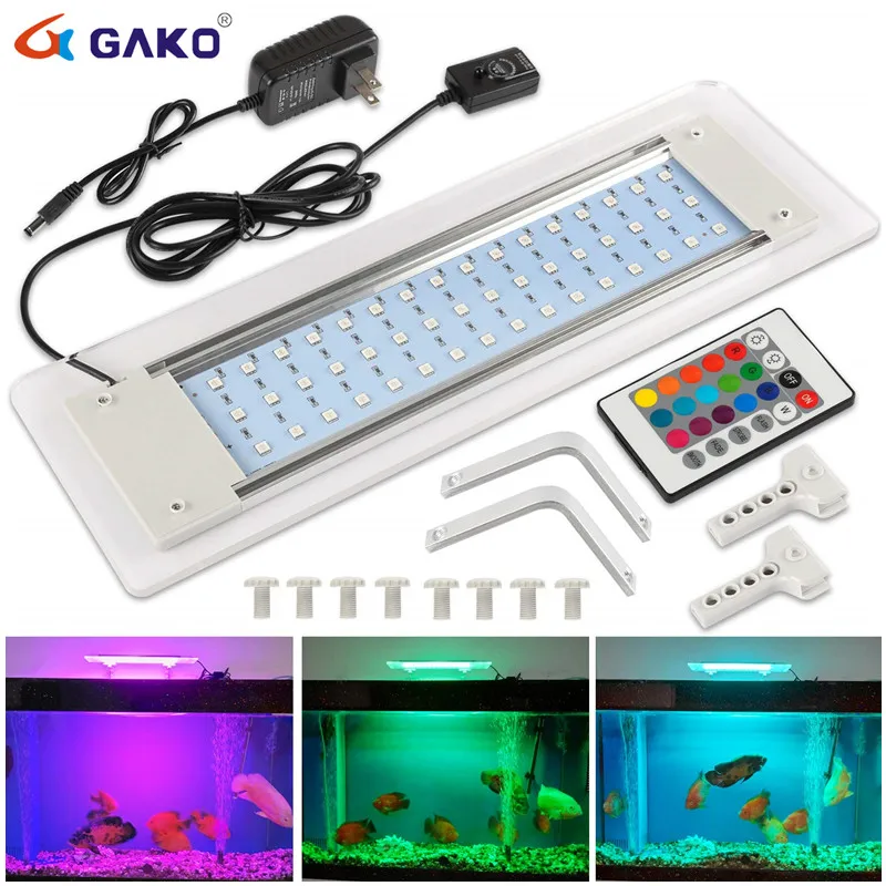 Аквариумный светильник Gako с RGB Cemote Control лампа 26/33/40 см зажимом для аквариума