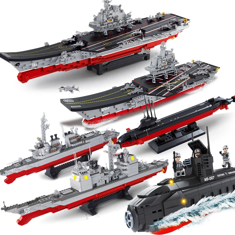 Совместимые Lepined военные Подводные комплекты корабельная лодка Aircrafted Carrier модель