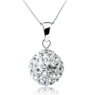 

925 Sterling Disco Ball Full of Crystals Pendant Korean-style Fashion Parts Jewelry