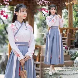 Hanfu древние с длинным рукавом традиционные костюмы вышивка Восточный китайский стиль Принцесса древний народный танец Фея ретро