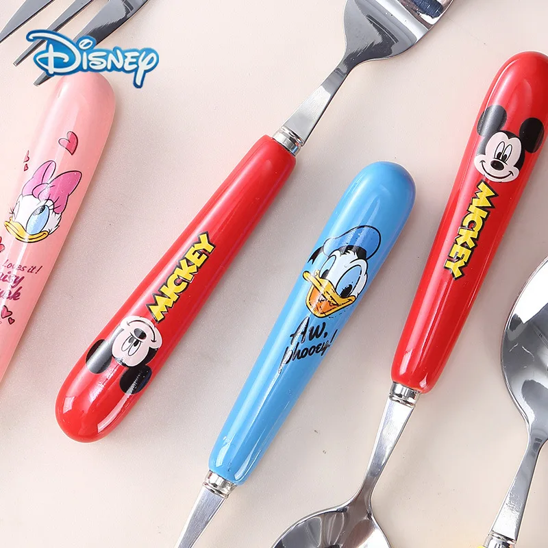 

Disney Minnie Mickey Mouse Spoons Cartoon Winnie The Pooh Daisy Kids Spoon Fork Set Cute Stainless Steel Spoon Baby Feeding