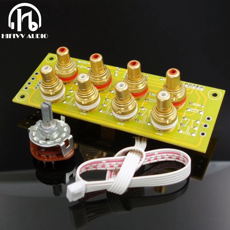 4CH select 1 RCA input Source Selector board for Hi-End Audio Amplifier Preamplifier DIY Kit assembled board 4 ways in 1 output 4 ways select 1 output of input signal selector relay board audio stereo signal switch amplifier board rca for speakers