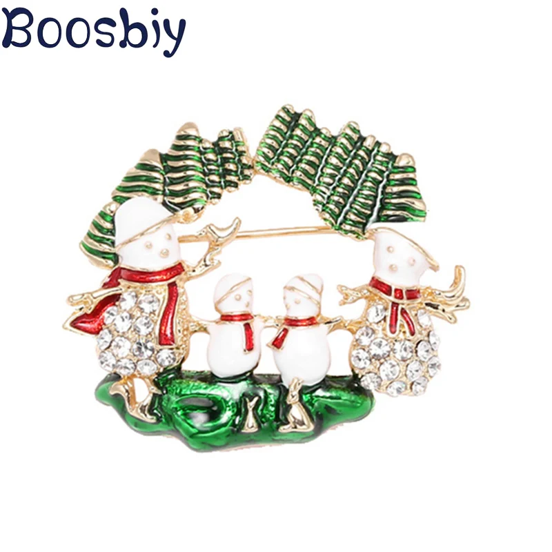 Boosbiy новые эмалированные рождественские броши в виде дерева снеговика Санты