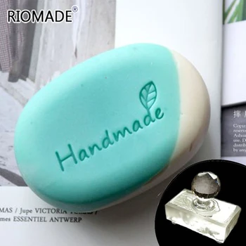 

Handmade Leaf Soap Stamp Transparent Natural Organic Glass Soap Chapter With Handle Acrylic Resin Stamp Custom