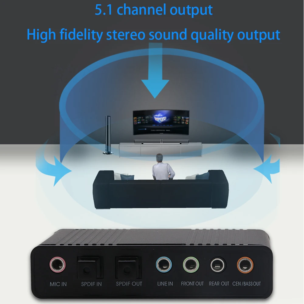 TISHRIC Optical Audio Adapter External Sound Card 5 1 USB to 3 5mm Headphone Stereo Microphone Line Spdif For PC Computer Laptop