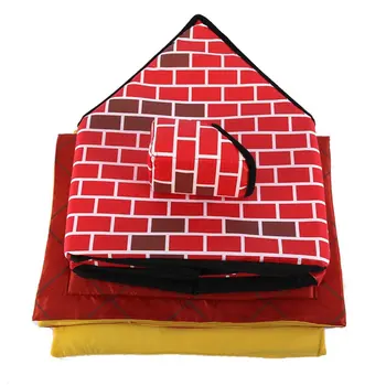 

Portable Brick Pet House With Chimney Warm And Cozy Dog Cat Bed Detachable Washable Pet Tent Suitable For All Seasons Cushion
