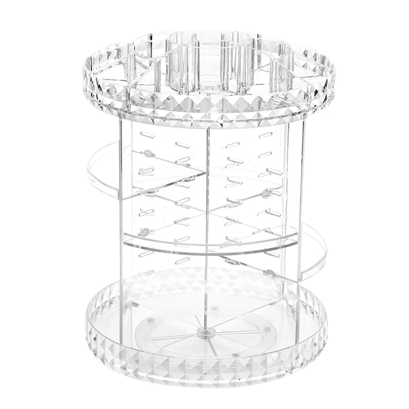 

360 Degree Rotation Transparent Acrylic Cosmetics Storage Box Fashion Spin Multifunction Detachable Makeup Beauty Organizer