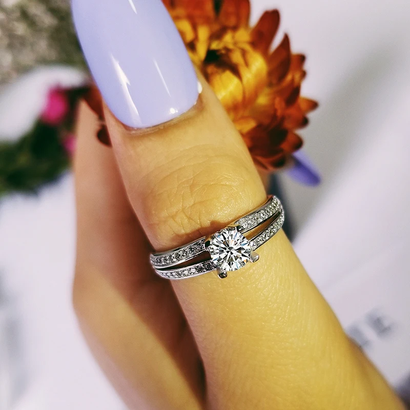 925 стерлингового серебра обручальные кольца для женщин класса AAA циркон