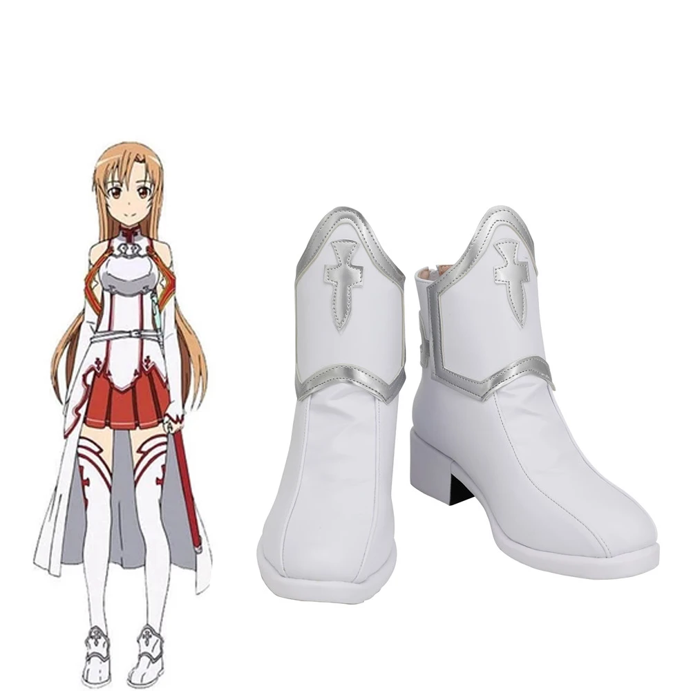 Sword Online zapatos de Cosplay Yuuki Asuna para mujer, botas blancas de gran tamaño, juego de rol, de Halloween|zapatos| - AliExpress