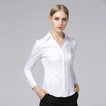 

2020 Spring-Summer European and American-Style New Style More Folds zu he kou V-neck Wear Women's Long Sleeve White Plus-sized S