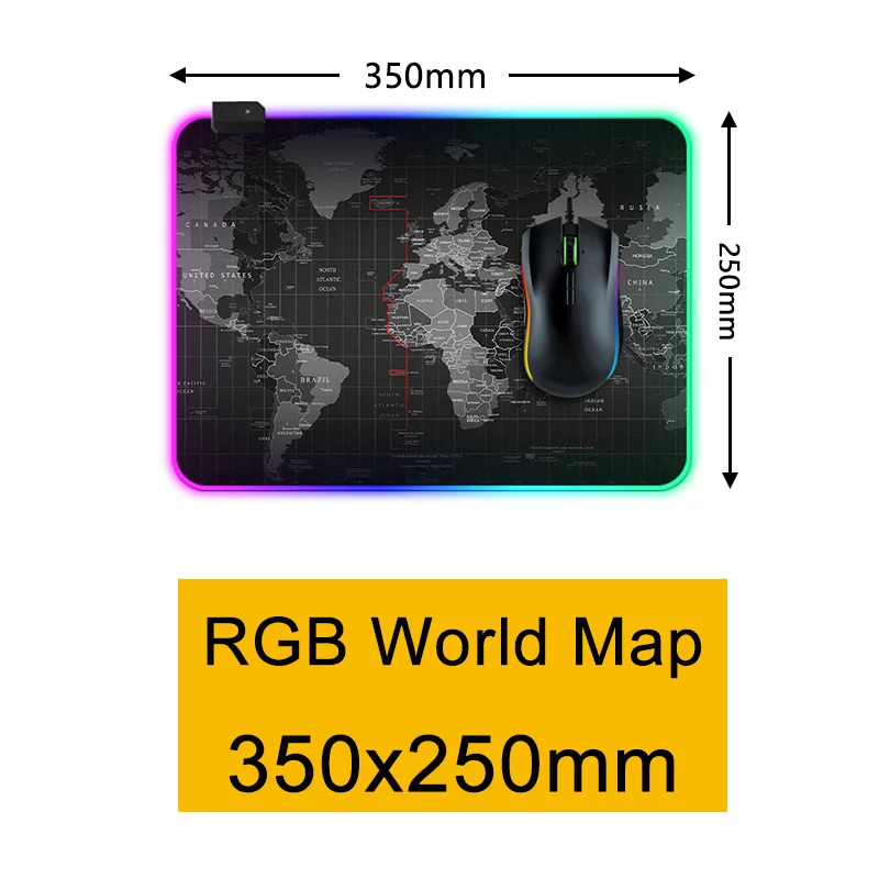RGB Gamer Gaming Mouse Pad USB Charger LED Lighting Large World Map Mousepad Non slip Colorful 2
