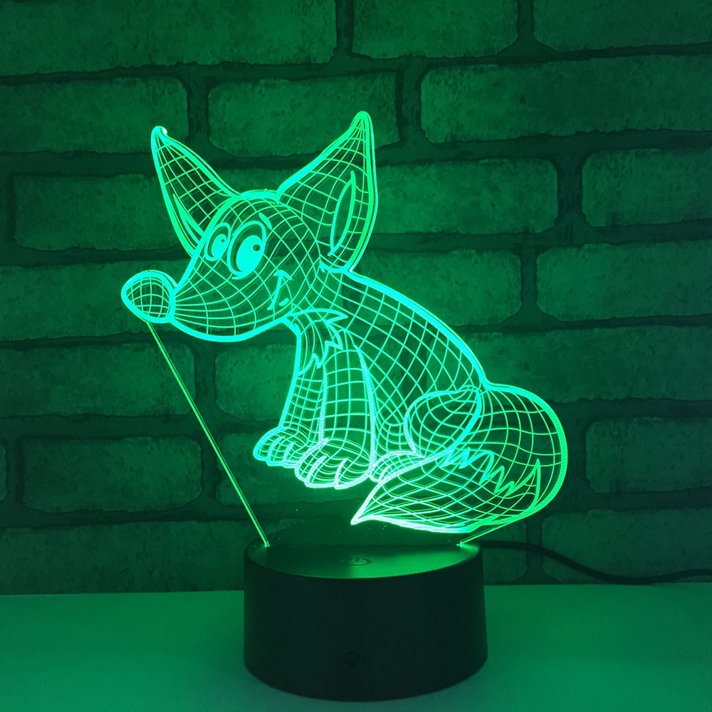 Светодиодная RGB подсветка Лиса для ночного освещения 7 цветов настольная 1866