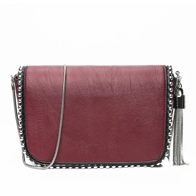 Mara's Dream New Solid Color Female Shoulder Bag Messenger Bag Day Fashion Chain Female Bag Small Square Bag - Цвет: AWine red