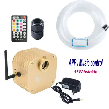 

Bluetooth 16W RGBW Twinkle Fiber Optic led Light Engine WIFI APP Control Device Sound controller+400pcs 4m 0.75MM cable DIY kit