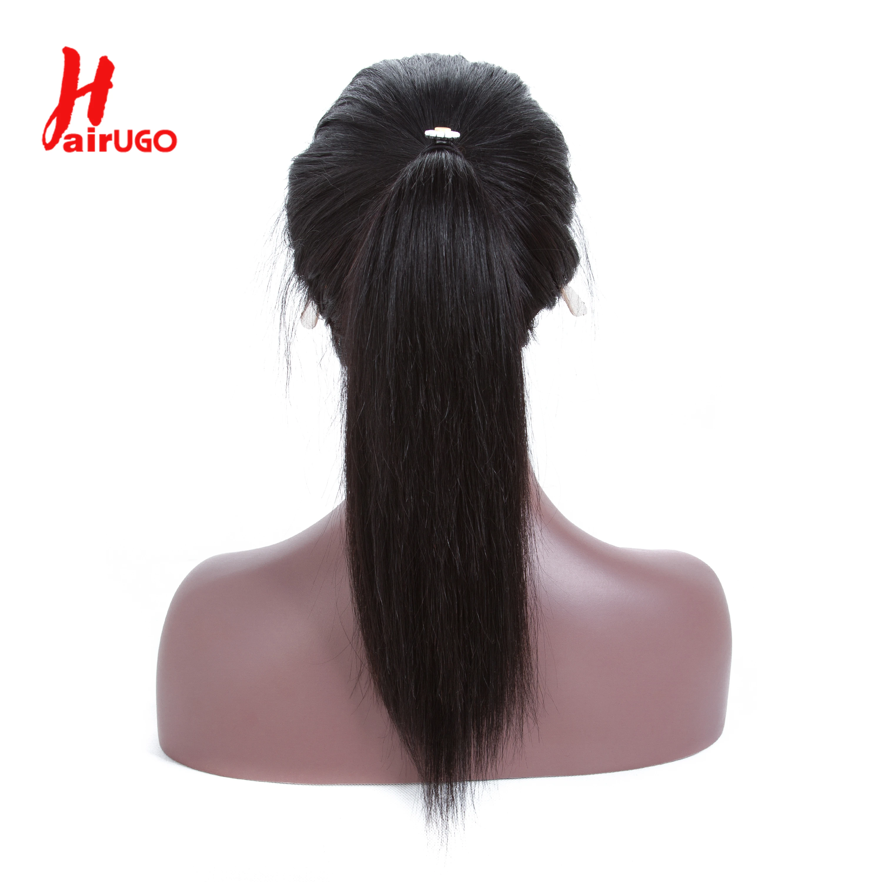 HairUGo бразильские волосы зажимы для волос-в человеческие волосы для наращивания 12-22 дюймов не Реми конский хвост Натуральные Прямые пышные человеческие волосы