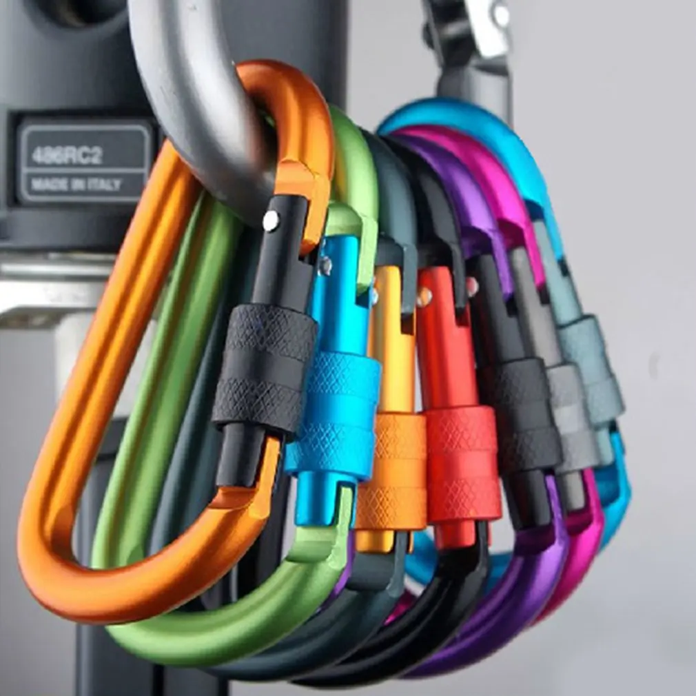 

Durable Aluminum Alloy Carabiner Clasps D Shape Keychain Snap Clip Carabiner Hiking Buckle Split Spring Hook