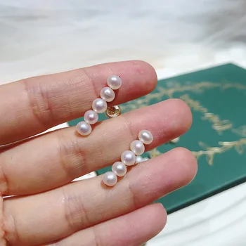 

Silvology 925 Sterling Silver Balance Beam Five Pearl Stud Earrings for Women Natural Luxury Pearl Row Earrings Birthday Jewelry