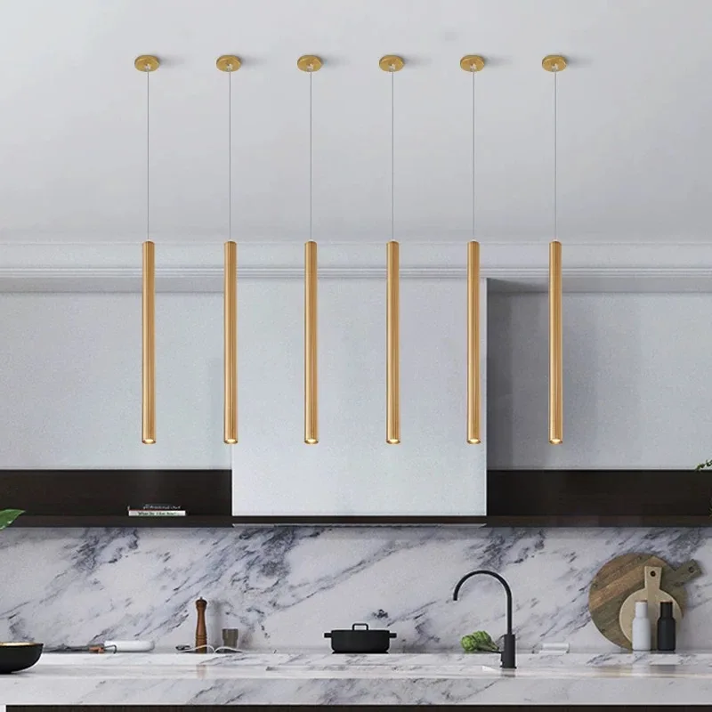 Pendant Lamp LED Long Tube Silver copper Rose Golden Island Bar Counte Shop Room Kitchen Fixtures Hanglamp Luminaire Light pendant lights,vintage pendant lights