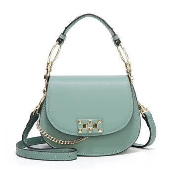

WOMEN'S Bag 2020 New Style Portable Shoulder Bag Rivet Chain Saddle Bag Mini Bag