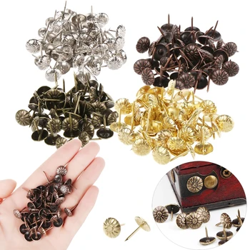 

50Pcs Gold Brass Decorative Nails Tacks Applied Jewelry Gift Box Table Pushpins Furniture Hardware Woodwork Tools