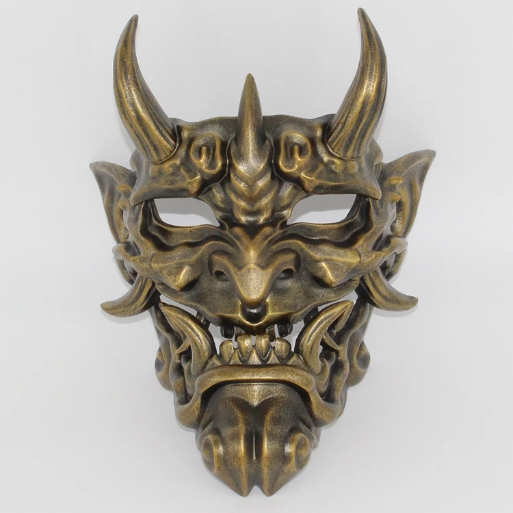 Хэллоуин унисекс Косплей Япония ханния взрослых полный маска для лица смолы японский традиционный призрак хання самурая голова Маска