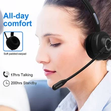 M97 Bluetooth 5 0 Headset Wireless Earpiece with Microphone Over The Head Headphones with Noise Cancelling
