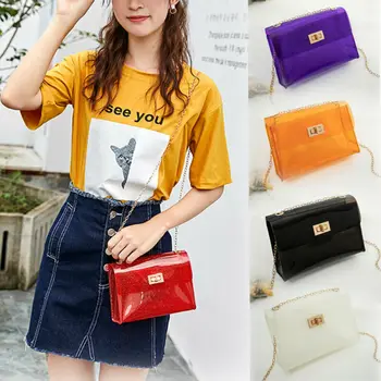 

Fashion Women Transparent PVC Clear Jelly Bag Tote Handbag Shoulder Bag Purse