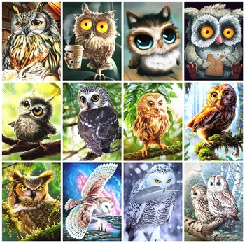 

Huacan 5D DIY Diamond Painting Owl Full Square Diamond Embroidery Mosaic Animal Decorations Home