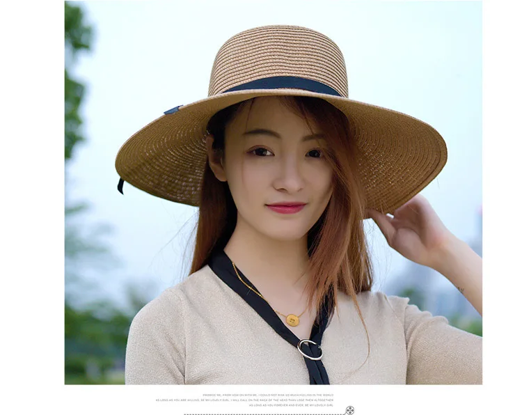 Летняя соломенная шляпа для женщин с большими широкими полями, пляжная шляпа от солнца, складная Солнцезащитная шляпа с защитой от ультрафиолета, Панама, шляпа для женщин