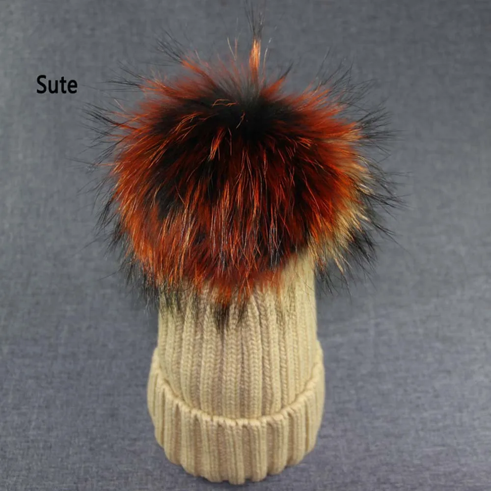Шапки женские теплые зимние Новые оптовые Меховые помпоны вязанные крючком шерстяные однотонная шапка шапки для женщин мальчиков и девочек подходящая шляпа