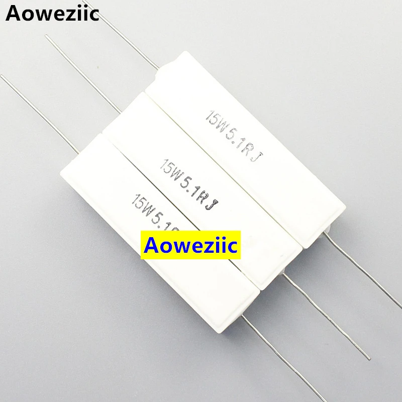 

10 шт., горизонтальный цементный резистор 15W5R1J, 15w5.1Ω J RX27, 15 Вт, 5,1 Ом, 15W5.1RJ, керамическое сопротивление, точность 5%, сопротивление мощности
