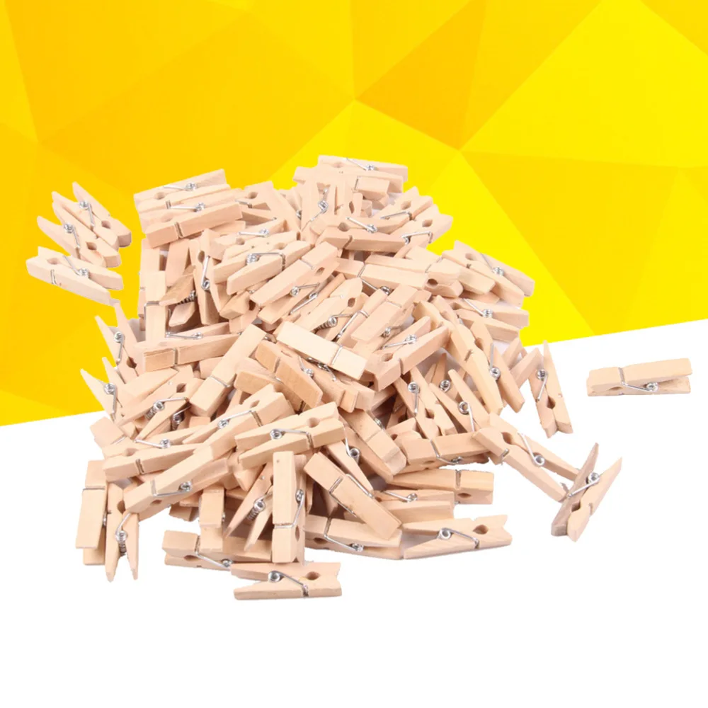 

200Pcs Mini Wooden Clothespins Pegs Photo Clips for Crafts Scrapbooking DIY Home Decoration