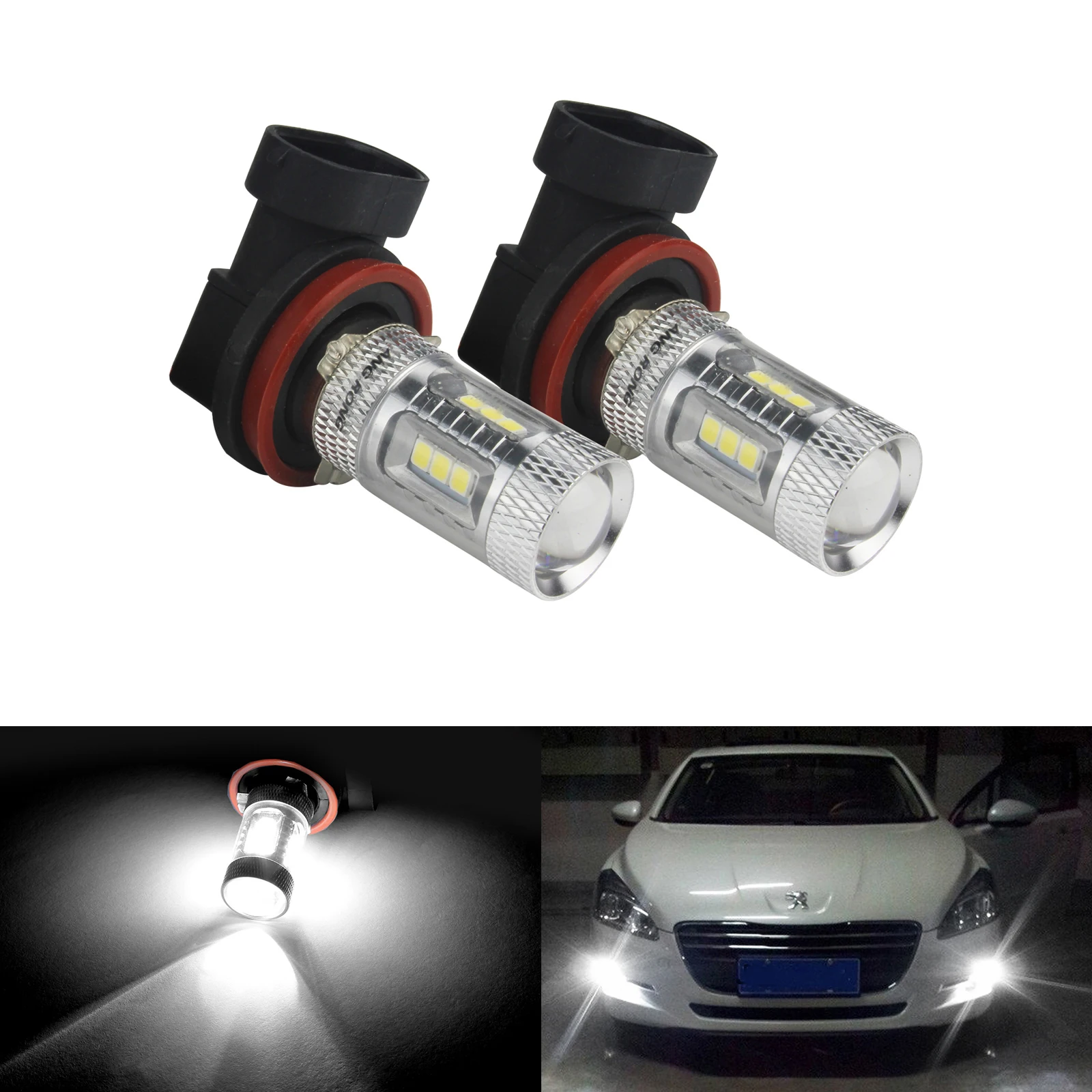 ANGRONG 2x H11 H8 Bulb 15 SMD High Power LED Fog Daytime Running Light DRL White