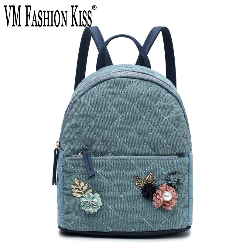 VM Модный классический женский рюкзак с вышивкой и цепочкой Студенческая